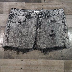 Forever 21 Jean Shorts Womens 28 Black Cut-Off Distressed Acid Wash Denim